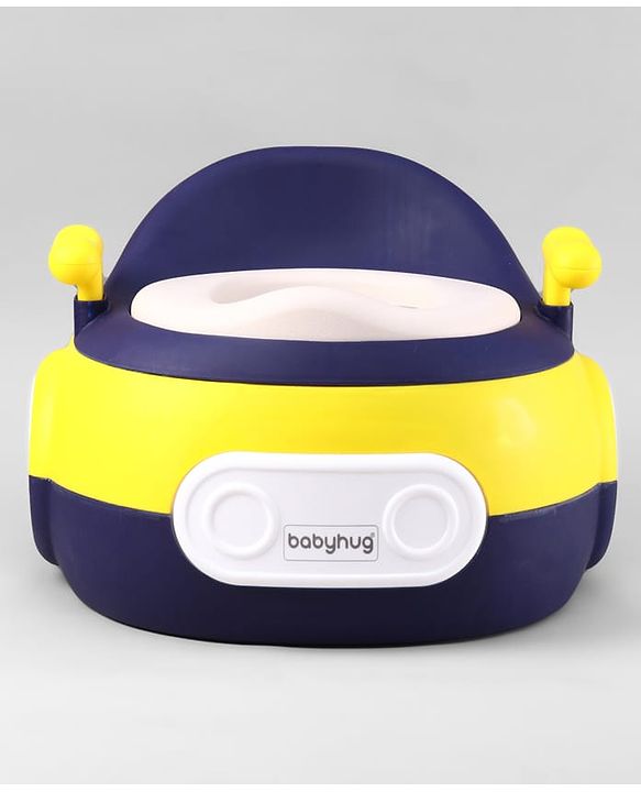 Babyhug 3-In-1 Baby Toilet Training Seat with Anti-Slip Pads - Blue Yellow| Removable Potty Pot| Potty Training Seat| Potty Seat Potty Chair & Step Stool| for Kids 12 months - 5 Years
