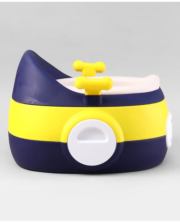Babyhug 3-In-1 Baby Toilet Training Seat with Anti-Slip Pads - Blue Yellow| Removable Potty Pot| Potty Training Seat| Potty Seat Potty Chair & Step Stool| for Kids 12 months - 5 Years