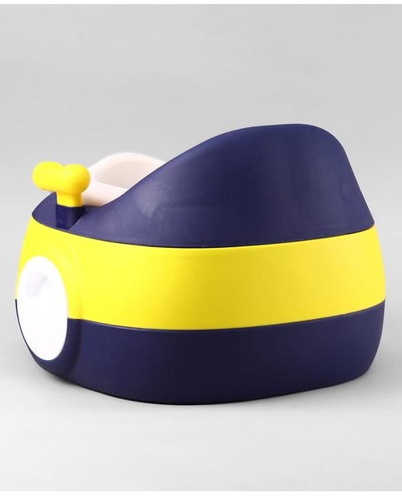 Babyhug 3-In-1 Baby Toilet Training Seat with Anti-Slip Pads - Blue Yellow| Removable Potty Pot| Potty Training Seat| Potty Seat Potty Chair & Step Stool| for Kids 12 months - 5 Years
