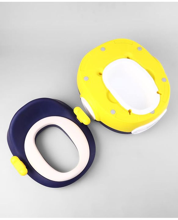 Babyhug 3-In-1 Baby Toilet Training Seat with Anti-Slip Pads - Blue Yellow| Removable Potty Pot| Potty Training Seat| Potty Seat Potty Chair & Step Stool| for Kids 12 months - 5 Years