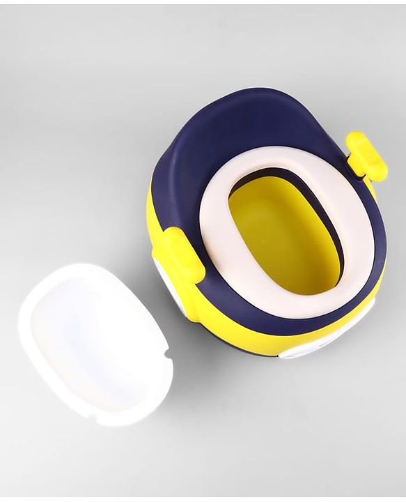 Babyhug 3-In-1 Baby Toilet Training Seat with Anti-Slip Pads - Blue Yellow| Removable Potty Pot| Potty Training Seat| Potty Seat Potty Chair & Step Stool| for Kids 12 months - 5 Years