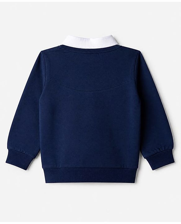 Babyhug 100% Cotton Knit Full Sleeves Heavy Gauge Sweatshirt With Bow Tie And B Athletic Dept Brooklyn Manufactured Print - Navy Blue