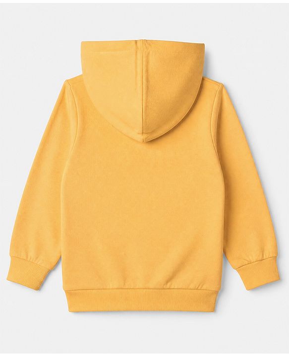 Babyhug 100% Cotton Heavy Gauge Knit Sweatshirt with Full Sleeves, Front Buttons and Smile Today Embroidery in Yellow