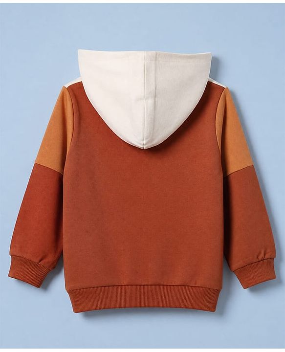 Babyhug Heavy Gauge 100% Cotton Knit Hooded Front Open Sweatshirt with Full Sleeves & Explore Text Print - White