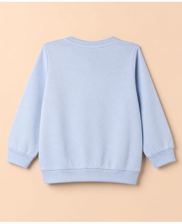 Babyhug Ottoman 100% Cotton Knit Sweatshirt with Full Sleeves and Play To Win Text Print - Light Blue