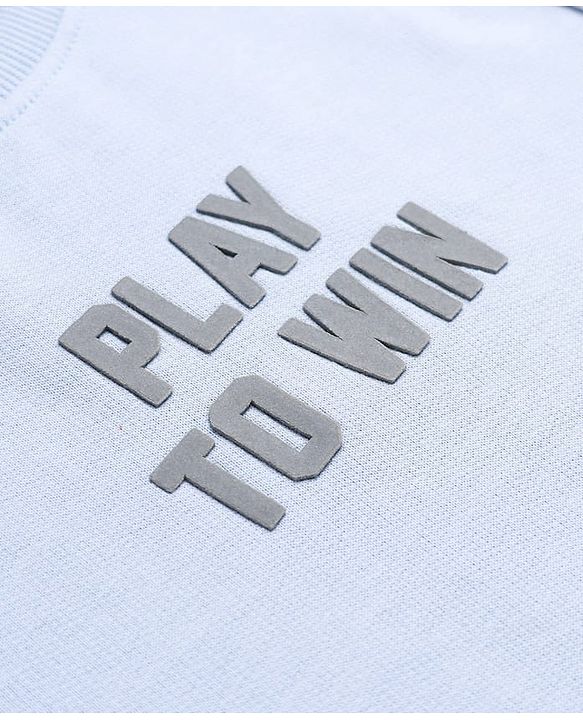 Babyhug Ottoman 100% Cotton Knit Sweatshirt with Full Sleeves and Play To Win Text Print - Light Blue