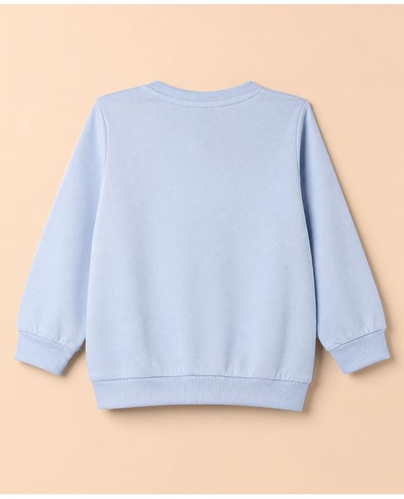 Babyhug Ottoman 100% Cotton Knit Sweatshirt with Full Sleeves and Play To Win Text Print - Light Blue