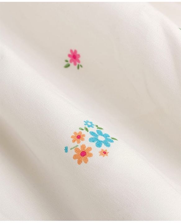 Babyhug Poplin Woven Half Sleeves Shrug With Floral Printed Frock - White