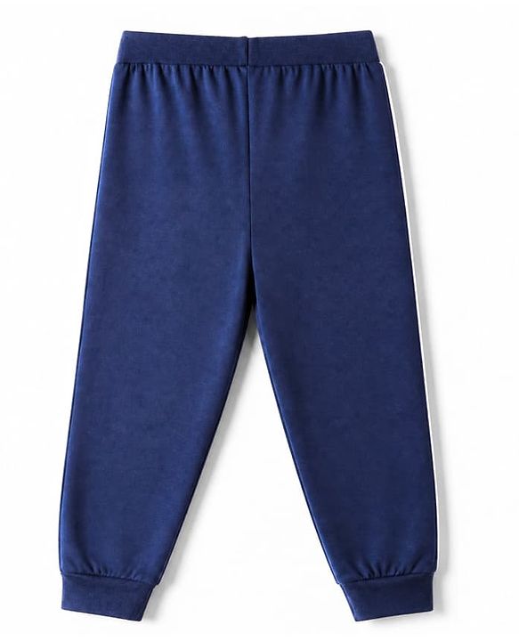 Babyhug 100% Cotton Jersey Knit Full Length Lounge Pant With Tape Detailing & Bear Print Pack of 2 - Red Blue