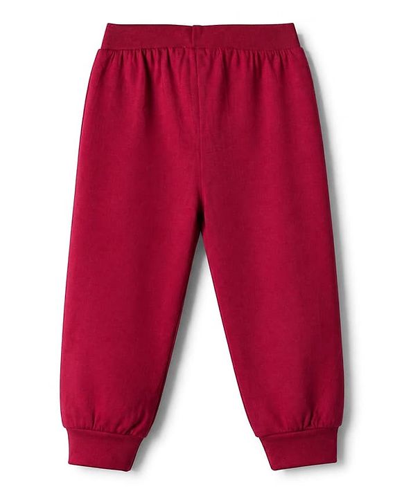 Babyhug 100% Cotton Jersey Knit Full Length Lounge Pant With Tape Detailing & Bear Print Pack of 2 - Red Blue