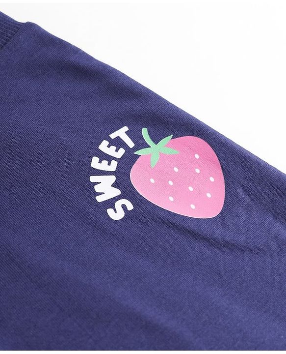 Babyhug Cotton Single Jersey Knit Joggers with Strawberry Print Pack of 2 - Navy Blue & Pink