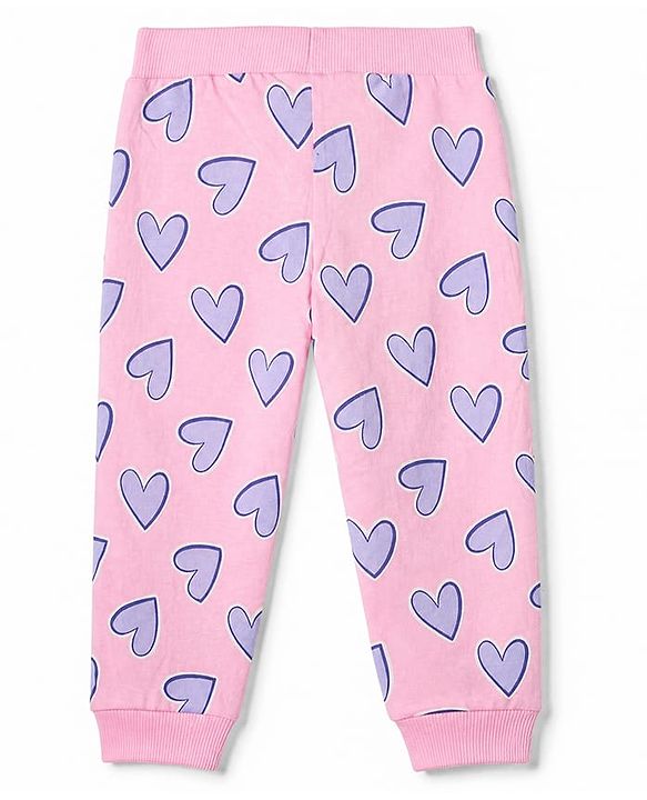 Babyhug 100% Cotton Single Jersey Knit Full Length Track Pant in Pink & Purple Pack of 2
