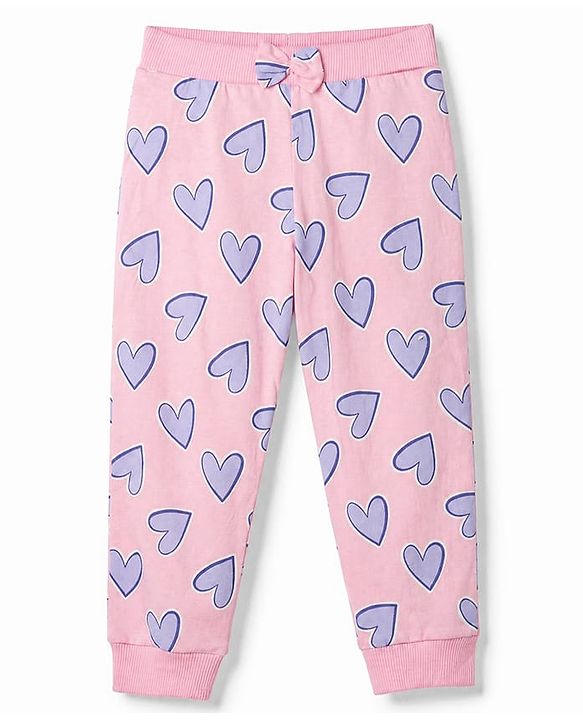 Babyhug 100% Cotton Single Jersey Knit Full Length Track Pant in Pink & Purple Pack of 2