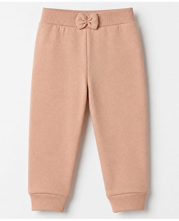 Babyhug Cotton Knit Jogger Fit Full Length Lounge Pants With Floral Print Pack of 2 - Brown Pink