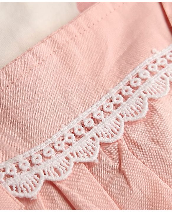 Babyhug Poplin Woven Half Sleeves Frock with Inner Tee Polka Dot Print - Pink