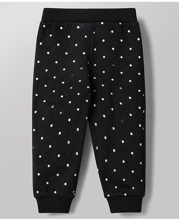 Babyhug Cotton Knit Full Length Jogger Fit Lounge Pants with Bows Print Pack of 3 in Red Black Pink