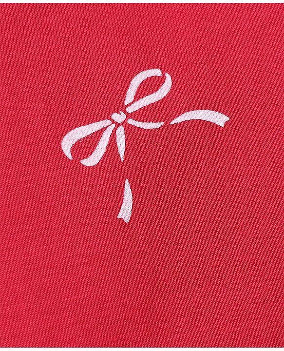 Babyhug Cotton Knit Full Length Jogger Fit Lounge Pants with Bows Print Pack of 3 in Red Black Pink