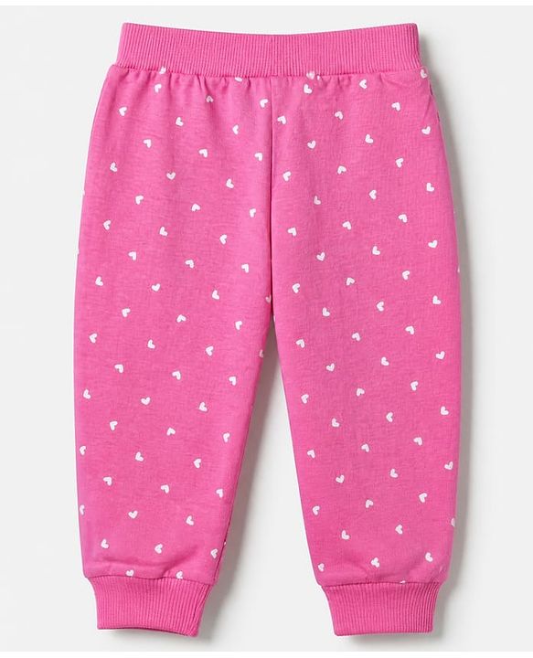 Babyhug Cotton Knit Jogger Fit Full Length Lounge Pant with Bow Print Pack of 3 - Blue Pink Light Pink