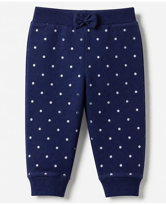 Babyhug Cotton Knit Jogger Fit Full Length Lounge Pant with Bow Print Pack of 3 - Blue Pink Light Pink