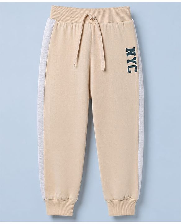 Babyhug Cotton Knit Jogger Fit Full Length Lounge Pant with NYC Print Pack of 3 in Grey