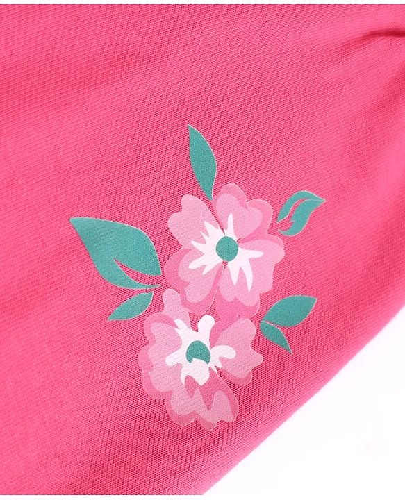 Babyhug 100% Cotton Single Jersey Knit Full Length Lounge Pant With Floral Print Pack of 2 - Pink Green