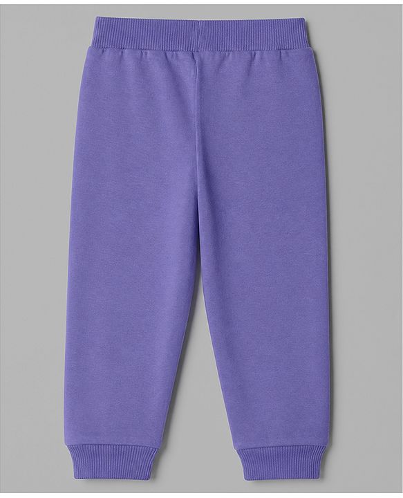 Babyhug 100% Cotton Single Jersey Knit Full Length Lounge Pant With Floral Print Pack of 2 - Purple White