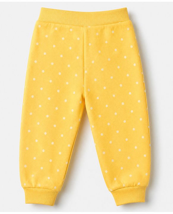 Babyhug Cotton Knit Full Length Lounge Pants With Floral Print Pack of 3 - Yellow Pink Navy Blue