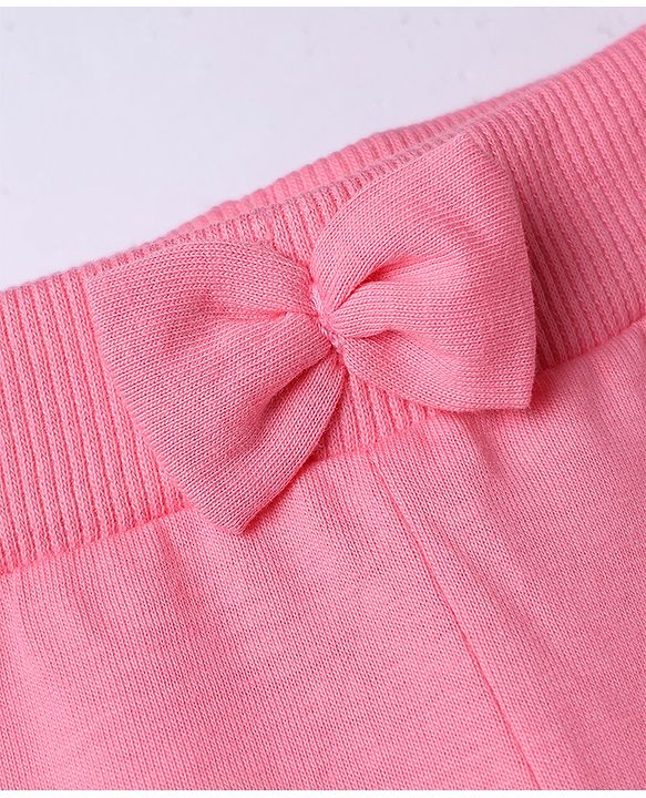 Babyhug Cotton Knit Full Length Lounge Pants With Floral Print Pack of 3 - Yellow Pink Navy Blue