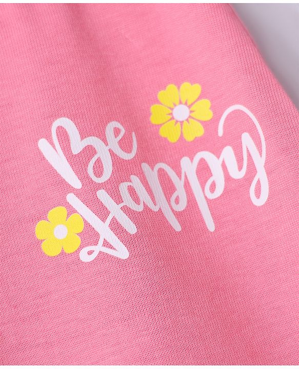 Babyhug Cotton Knit Full Length Lounge Pants With Floral Print Pack of 3 - Yellow Pink Navy Blue