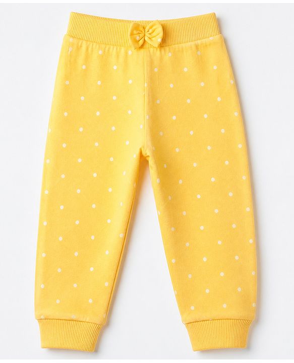 Babyhug Cotton Knit Full Length Lounge Pants With Floral Print Pack of 3 - Yellow Pink Navy Blue