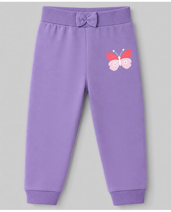 Babyhug 100% Cotton Single Jersey Knit Full Length Lounge Pant Heart Rainbow & Floral Print Pack of 3 - Yellow White & Purple
