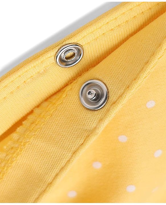 Babyhug 100% Cotton Knit Full Sleeves Sleep Suit with Floral Embroidery - Yellow
