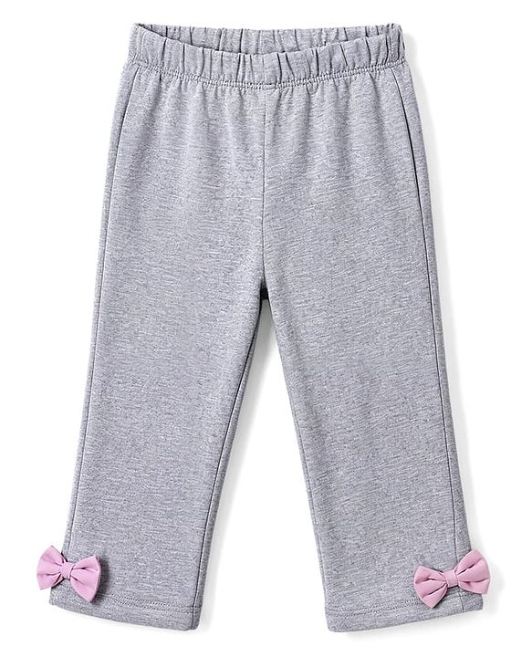 Babyhug 100% Cotton Knit Full Sleeves Top & Pyjama Night Suit with Dotted Print & Bow Applique - Pink