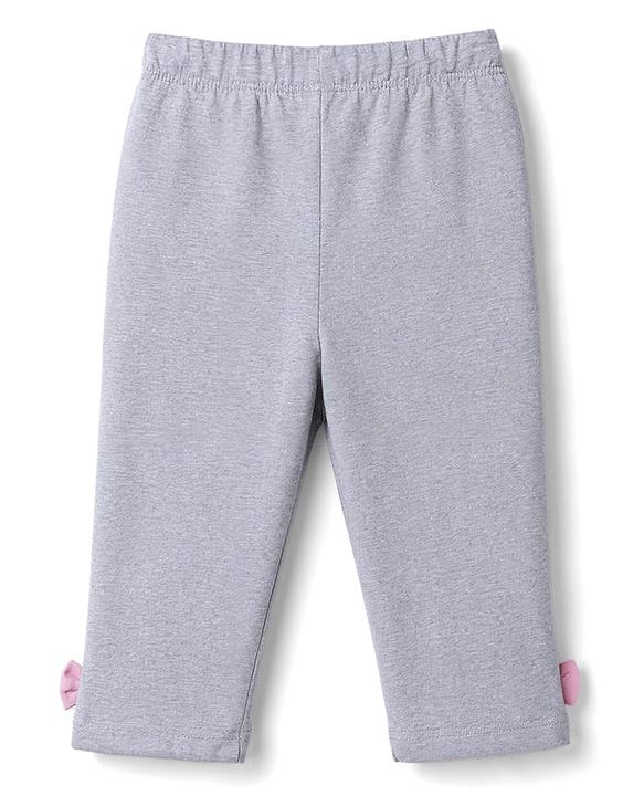 Babyhug 100% Cotton Knit Full Sleeves Top & Pyjama Night Suit with Dotted Print & Bow Applique - Pink