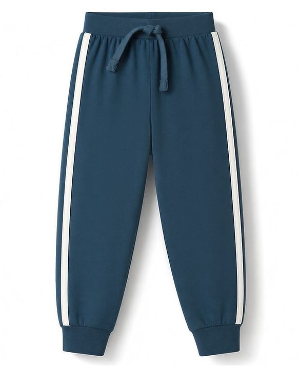 Babyhug 100% Cotton Jersey Knit Full Sleeves Lounge Pants Pack of 3 - Black, Olive & Teal Blue