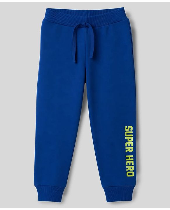 Babyhug Cotton Single Jersey Knit Full Length Striped Lounge Pant with Text & Camouflage Print Pack of 3 - Blue & White