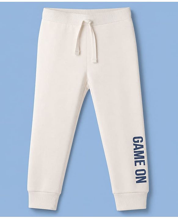 Babyhug 100% Cotton Single Jersey Knit Full Length Sports Theme Text Printed Lounge Pants Pack Of 3 - Grey White & Navy Blue