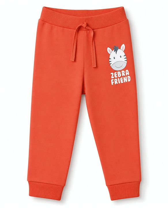 Babyhug 100% Cotton Single Jersey Knit Full Length Lounge Pant with Animals Face Print Pack of 3 - Teal Blue Cream & Rust Orange