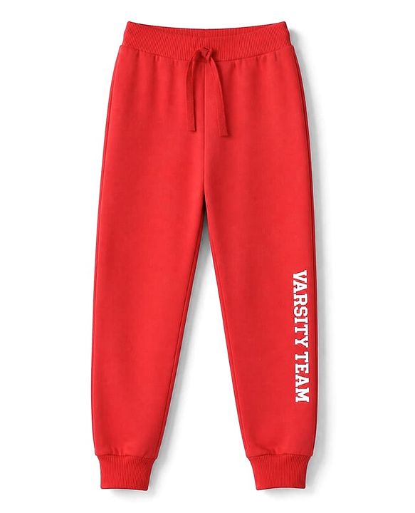 Babyhug 100% Cotton Single Jersey Knit Full Length Lounge Pant With Text & Cartoon Print Pack of 3 - Red