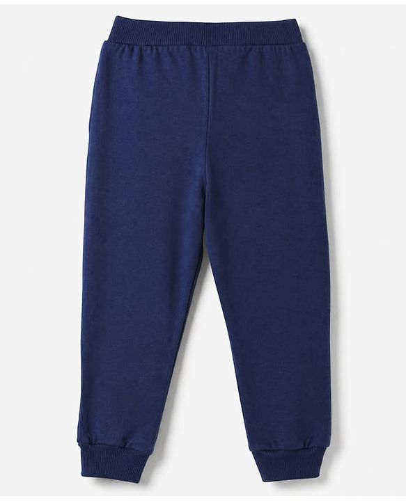 Babyhug Cotton Single Jersey Knit Full Length Lounge Pants with Text Print Pack of 3 - Navy Blue, Orange & Blue