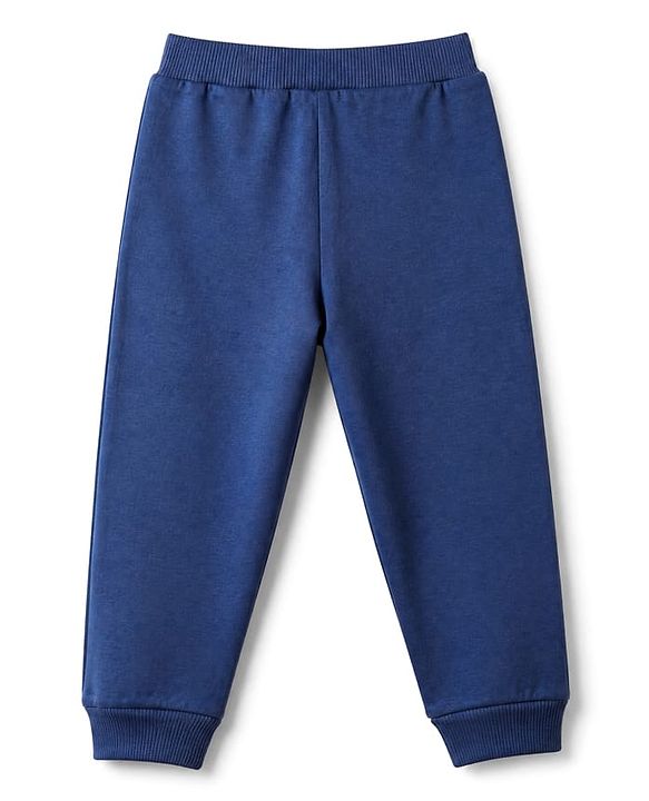 Babyhug Cotton Single Jersey Knit Full Length Lounge Pants with Abstract Print Pack Of 3 - Red, Navy Blue