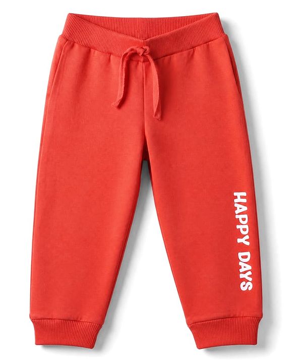 Babyhug Cotton Single Jersey Knit Full Length Lounge Pants with Abstract Print Pack Of 3 - Red, Navy Blue