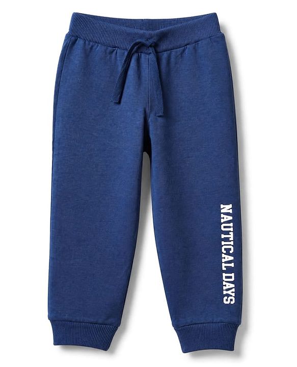 Babyhug Cotton Single Jersey Knit Full Length Lounge Pants with Abstract Print Pack Of 3 - Red, Navy Blue