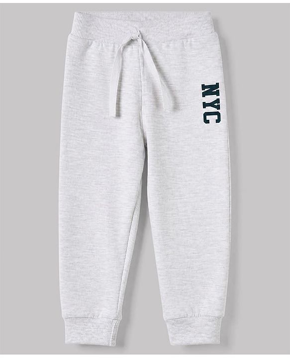 Babyhug Cotton Knit Full Length Jogger Fit With Lounge Pant and Nyc Print Pack of 3 - Black Navy Blue Grey