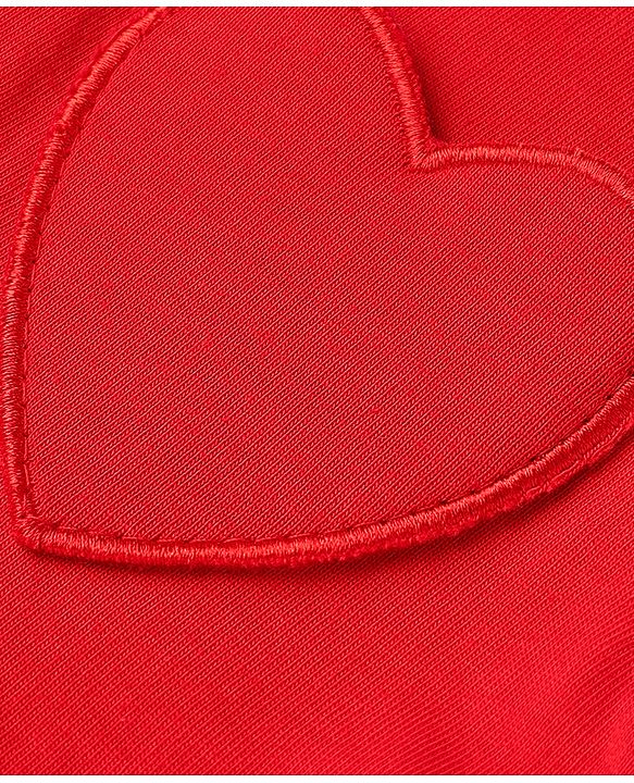 Babyhug 100% Cotton Single Jersey Knit Half Sleeves Frocks with Heart Print & Patch Pack of 2 - Red & Pink