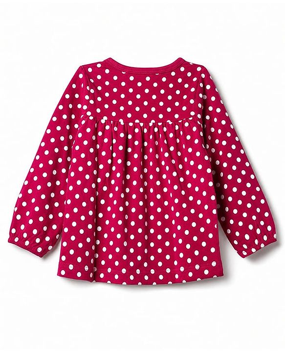 Babyhug 100% Cotton Knit Full Sleeves Co-Ords T-Shirt & Pyjama Night Suit with Polka Dots Print - Red
