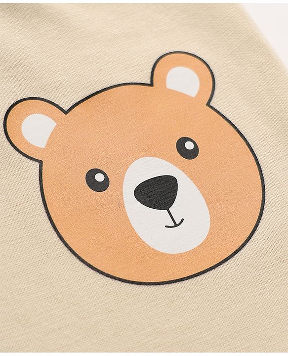 Babyhug 100% Cotton Single Jersey Knit Full Length Lounge Pant With Bear & Text Print Pack of 2 - Brown Cream