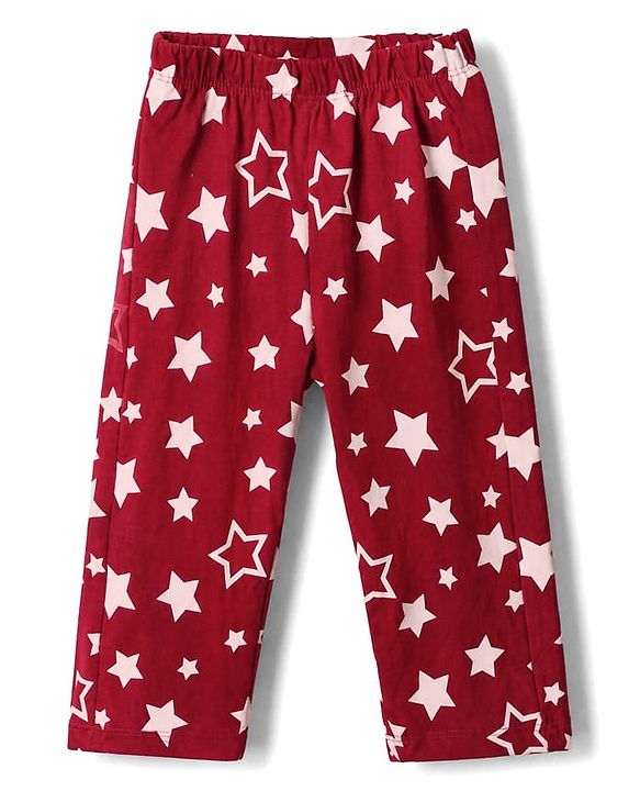 Babyhug Cotton Knit Full Sleeves Front open Co-ord Shirt & Pyjama Night Suit with Star Print in Red