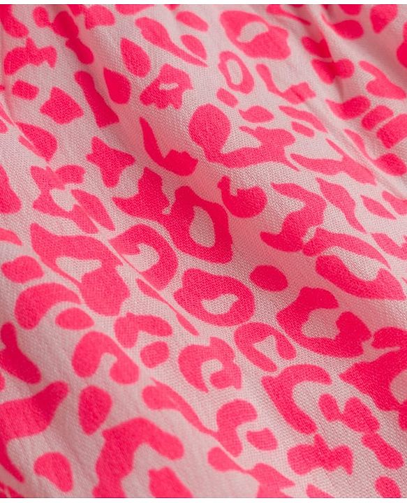 Babyhug Cotton Woven Sleeveless Printed Co-Ords Top & Palazzo Set - Neon Pink