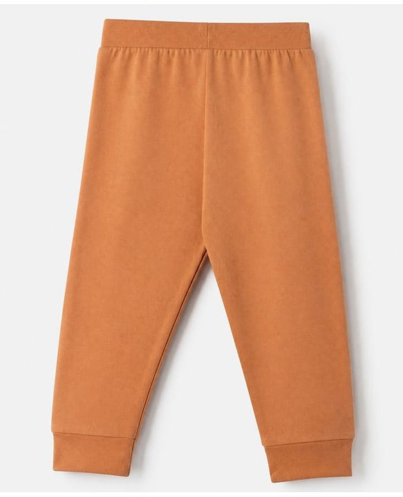 Babyhug Cotton Jersey Knit Full Length Jogger Fit Lounge Pant With Animal Print Pack of 2 - Orange Green